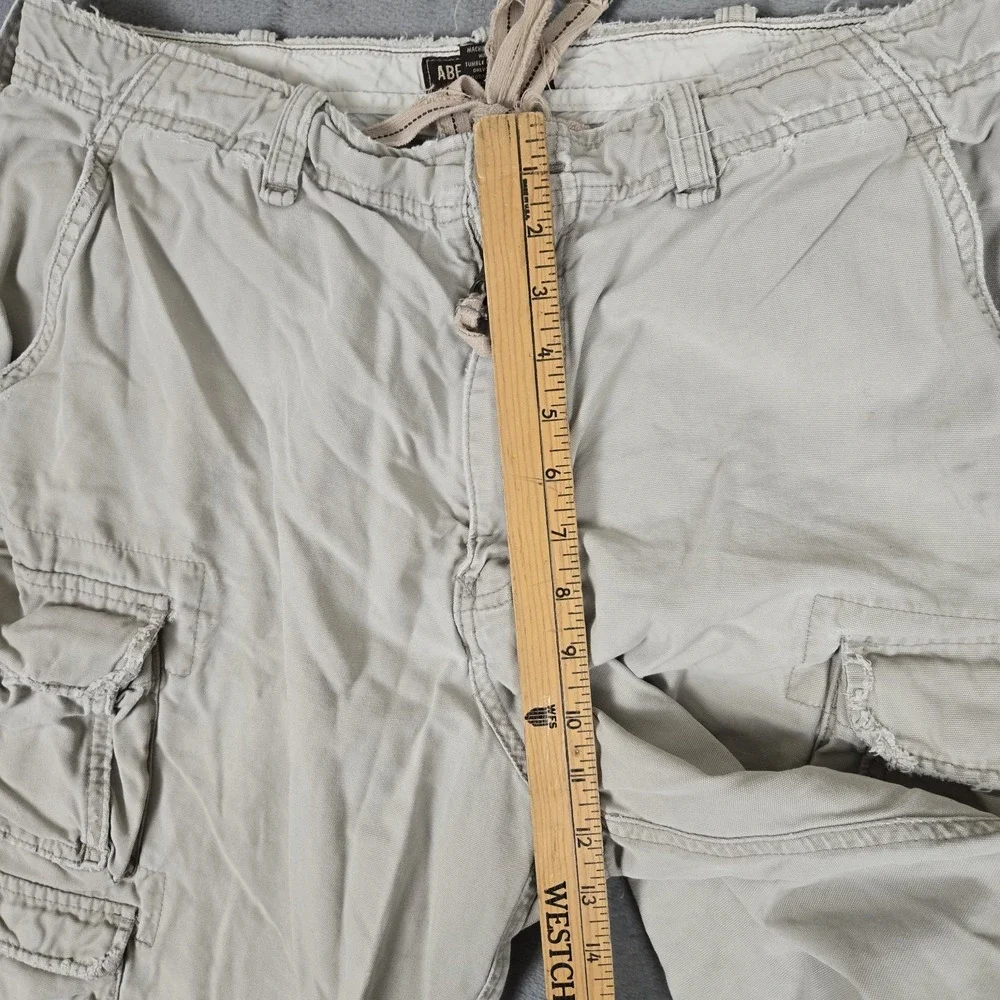 Abercrombie & Fitch Cargo Shorts 34 Beige Vintage Fatigues Military Distressed